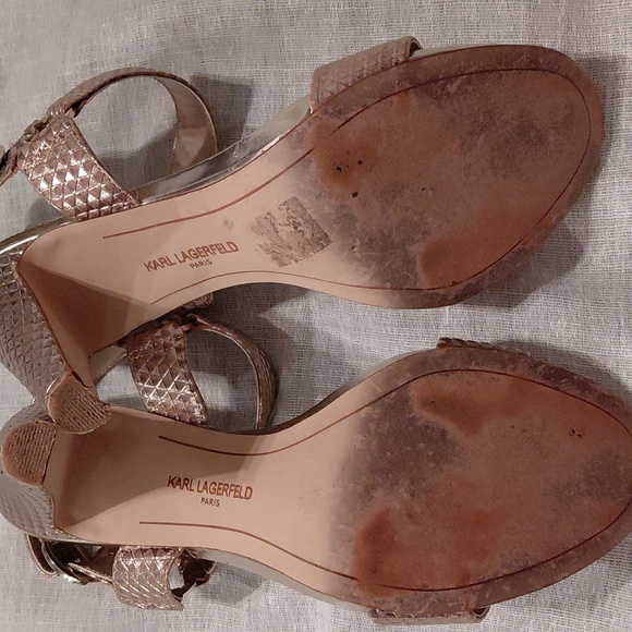 Karl Lagerfeld Cieone Muted Metallic Gold Heeled Sandals - Picture 8 of 9